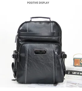 Zaino porta pc in pelle nera da uomo multi scomparto viaggio lavoro scuola elegante