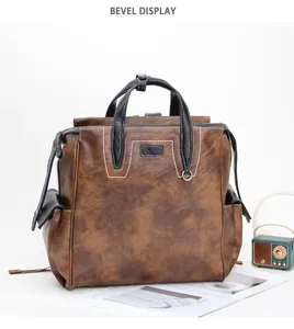 Sac à dos multifonctionnel vintage pour homme, sacoche de voyage ordinateur portable marron.