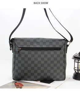 Ged DETAILSTUK heren ruitjes schoudertas, stijlvolle messenger tas met klep voor dagelijks.