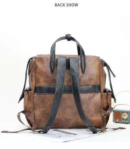 Sac a dos vintage en cuir retro pour homme femme cartable affaires voyage ordinateur.