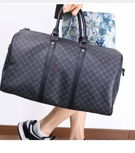 Men's large capacity travel duffel bag with vintage pattern casual handbag and shoulder bag.