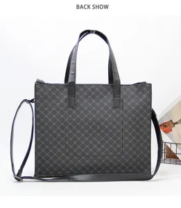 Sac cabas à carreaux pour hommes sac d'affaires décontracté bandoulière sacoche quotidien.