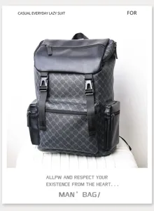 Detailed shot of casual men's backpack with large capacity and stylish design for daily commute.