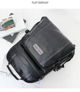Zaino porta pc in pelle nera uomo grande capacita multi scomparto borsa viaggio scuola