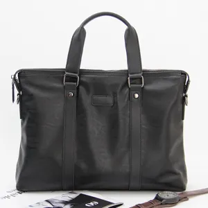 Men's leather business briefcase handbag computer laptop shoulder bag for commuting travel work