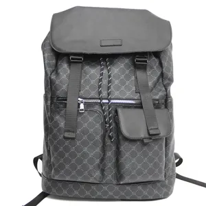 Stylish men's business casual backpack with grid pattern and large capacity for travel.