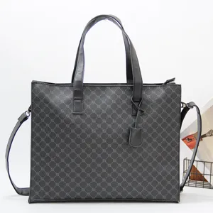 Sac à Main d'Affaires Décontracté en Cuir PU pour Homme Motif Carreaux Classique