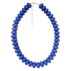Boho Blue Chunky Statement Beaded Necklace for Women Geometric Plastic Jewelry Gift