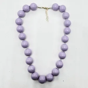 Bohemian Round Acrylic Bead Necklace for Women Fashion Chunky Beaded Chain Necklace for Festival Daily Jewelry Gift
