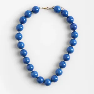 Bold blue acrylic beaded statement necklace for women, stylish boho fashion jewelry.
