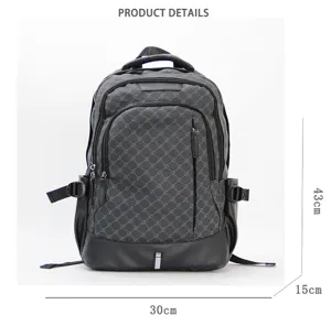 Schicker schwarzer Karierter Herren Laptop Rucksack mit mehreren Fächern für die Reise.