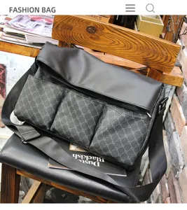 Heren zwarte lederen schoudertas stijlvolle casual crossbody reistas met meerdere zakken