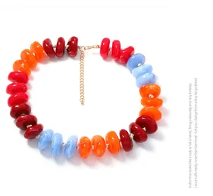 Collier perles résine colorée, style dopamine bijoux esthétiques doux pour femmes vacances