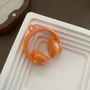 Orange iridescent acrylic headphone pendant charm DIY handmade jewelry accessory