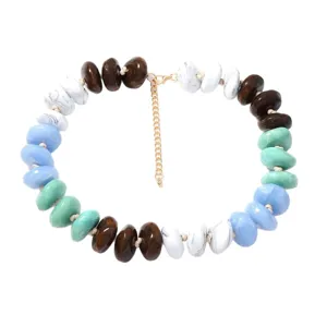 Collier de perles en resine coloree, bijou de mode style dopamine pour femmes vacances.