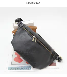 Men black PU leather chest bag casual fashion crossbody sling bag for daily outdoor use