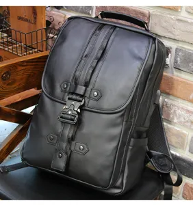 Men casual vintage large capacity backpack with USB charging port fashion student computer bag