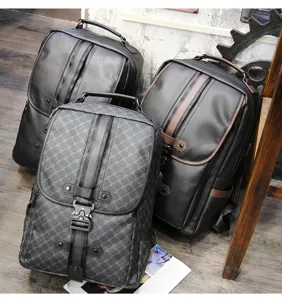 Men's casual vintage backpack large capacity USB charging computer bag fashion student schoolbag