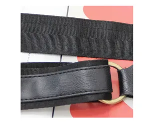 Men casual chest bag detailed view showing durable black strap and metal hardware design.