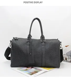 Handmade Woven Men Travel Duffel Bag Large Capacity Business Luggage Shoulder Bag New