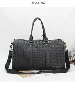 Men's Woven Travel Duffel Bag Large Capacity Business Luggage Shoulder Crossbody Bag