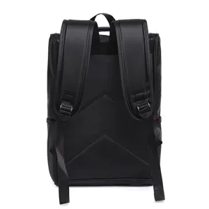 Black waterproof Oxford cloth backpack, back view showcasing durable straps and minimalist design.