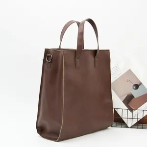 Sac cabas en cuir marron vintage pour homme grande capacite sacoche d'affaires epaule