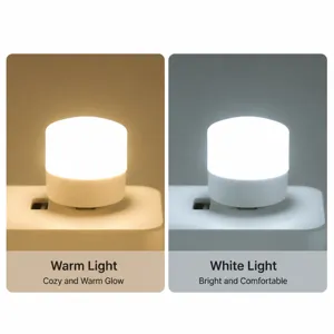 USB plug-in LED night light for bedroom bedside, featuring dual light colors for cozy ambient.