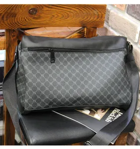 Heren zwarte leren schoudertas stijlvolle casual crossbody reistas met schouderband