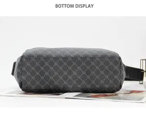 Herren Freizeit Umhängetasche dunkelgrau karierte Messenger Bag Streetwear Alltagstasche