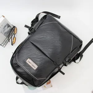 Stylish waterproof leather business backpack for men, ideal for travel, laptop, and daily school use.