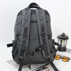 Herren stilvoller Retro Gitter Muster Rucksack leichtes Mehrfachfach Reisekoffer