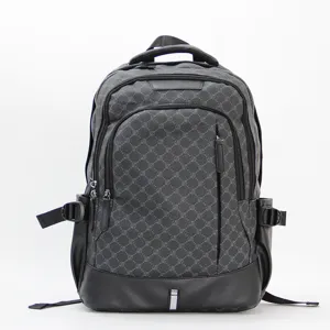 Stilinger Herren Rucksack mit vielen Fächern, Freizeitreise Laptoptasche mit dunklem Muster.