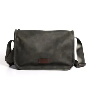 Men stylish dark grey messenger bag crossbody shoulder bag for daily outdoor use