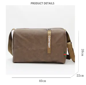 Thick Soft Leather Messenger Bag Large Capacity Waterproof Shoulder Bag 40x26x22cm