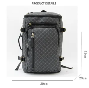Zaino da uomo elegante con motivo a griglia grande capacità borsa da viaggio multifunzionale