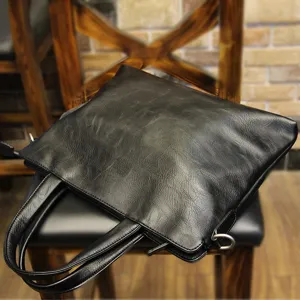 Borsetta da Lavoro in Pelle PU per Uomo Borsa per Laptop Casual Impermeabile Borsa da Commuter per Ufficio