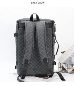 Zaino casual da uomo di grande capacita elegante motivo a griglia borsa da viaggio