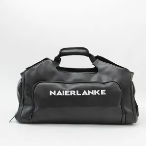 Black large capacity travel duffel bag with dry wet separation for gym and business trip