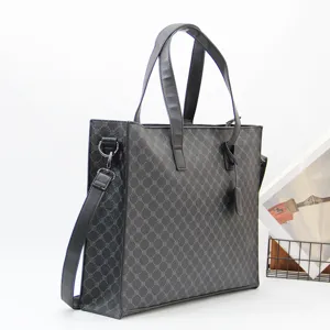 Sac cabas d'affaires noir pour hommes sac bandoulière décontracté serviette en cuir PU