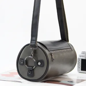Men's stylish cylindrical shoulder bag casual streetwear crossbody bag for men daily use.