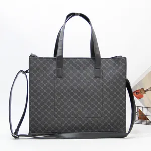 Sac cabas à carreaux décontracté pour homme élégant serviette bureau sac bandoulière