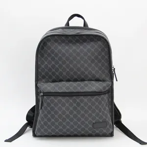 Men's retro grey checkered backpack, durable canvas daypack for daily commute and travel.