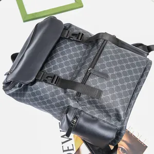 Men stylish large capacity backpack travel business school bag casual vintage monogram bookbag