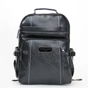 Zaino uomo in pelle PU nero con scomparti multipli grande per computer viaggio scuola