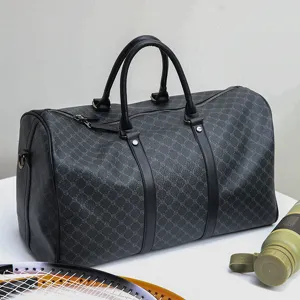 Men large capacity travel duffel bag classic monogram pattern casual business luggage shoulder bag