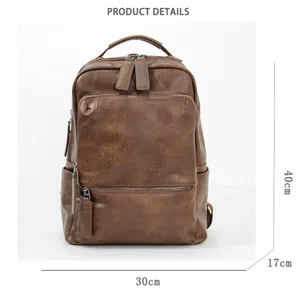 Men vintage brown backpack large capacity casual travel school bag laptop backpack for daily use.