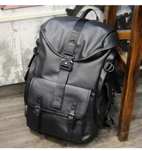 Heren tactische techwear rugzak, grote capaciteit lederen schooltas voor buiten reizen.