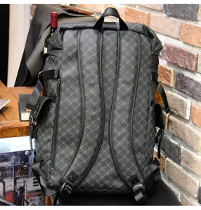 Heren rugzak grote capaciteit grijs geometrisch patroon streetwear reistas voor dagelijks.