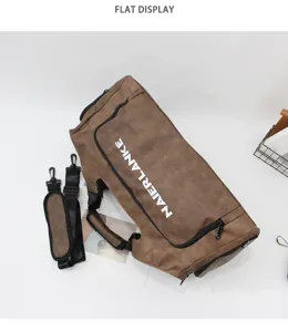 Sac de sport multifonctionnel avec compartiment à chaussures et design en cuir synthétique.